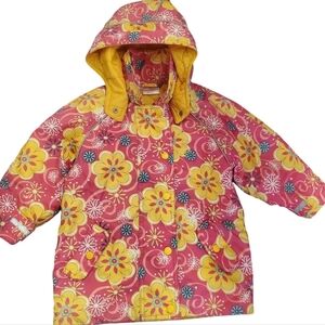 Hanna Andersson Print Hooded Jacket Pink Peony Girls Size 3